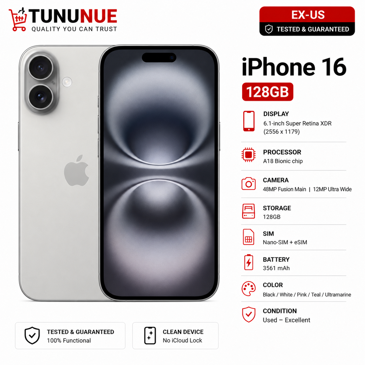 Apple iPhone 16 128GB EX-US