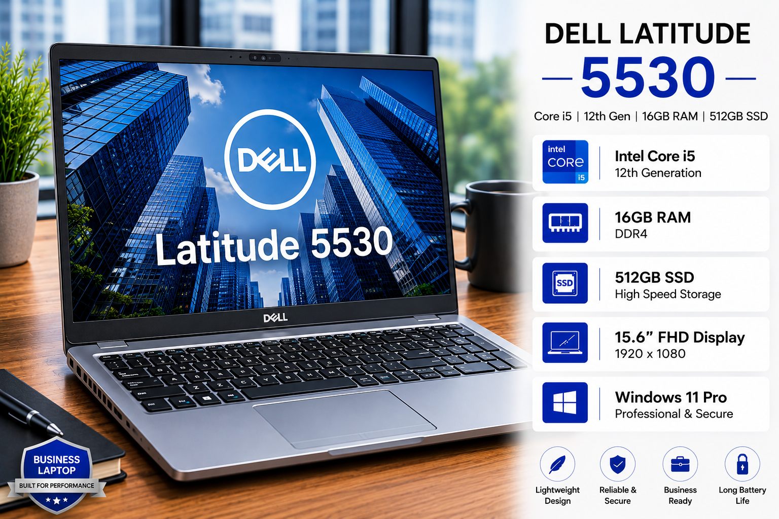 Dell Latitude 5530 Core i5 12th Gen 16GB RAM 512GB SSD - Refurbished