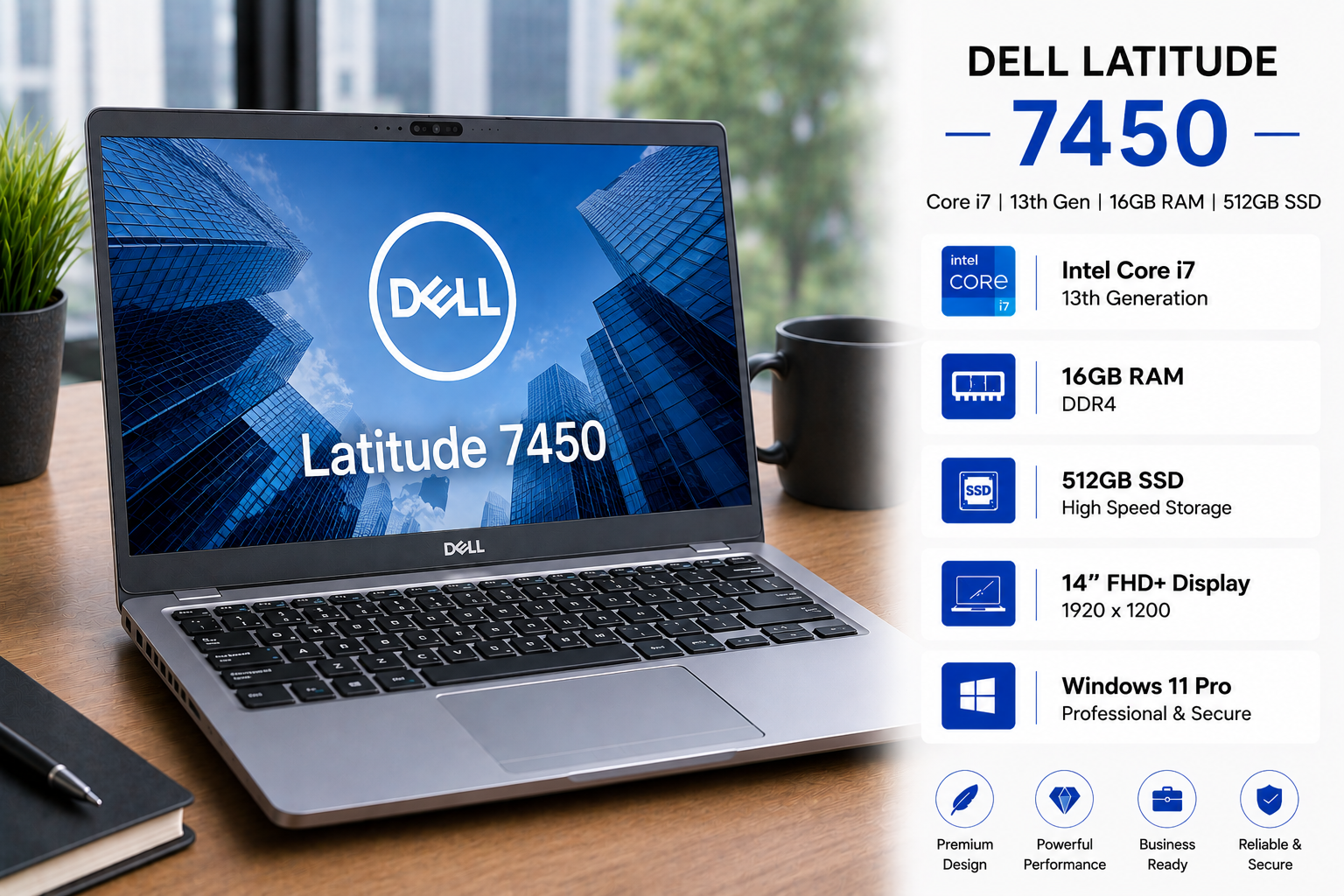 Dell Latitude 7450 Core i7 13th Gen 16GB RAM 512GB SSD - Refurbished