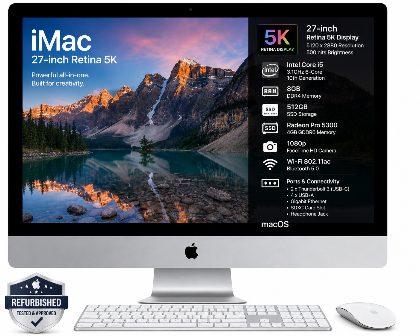 Apple iMac 27 Inch Retina 5K Core i5 8GB RAM 512GB SSD - Refurbished