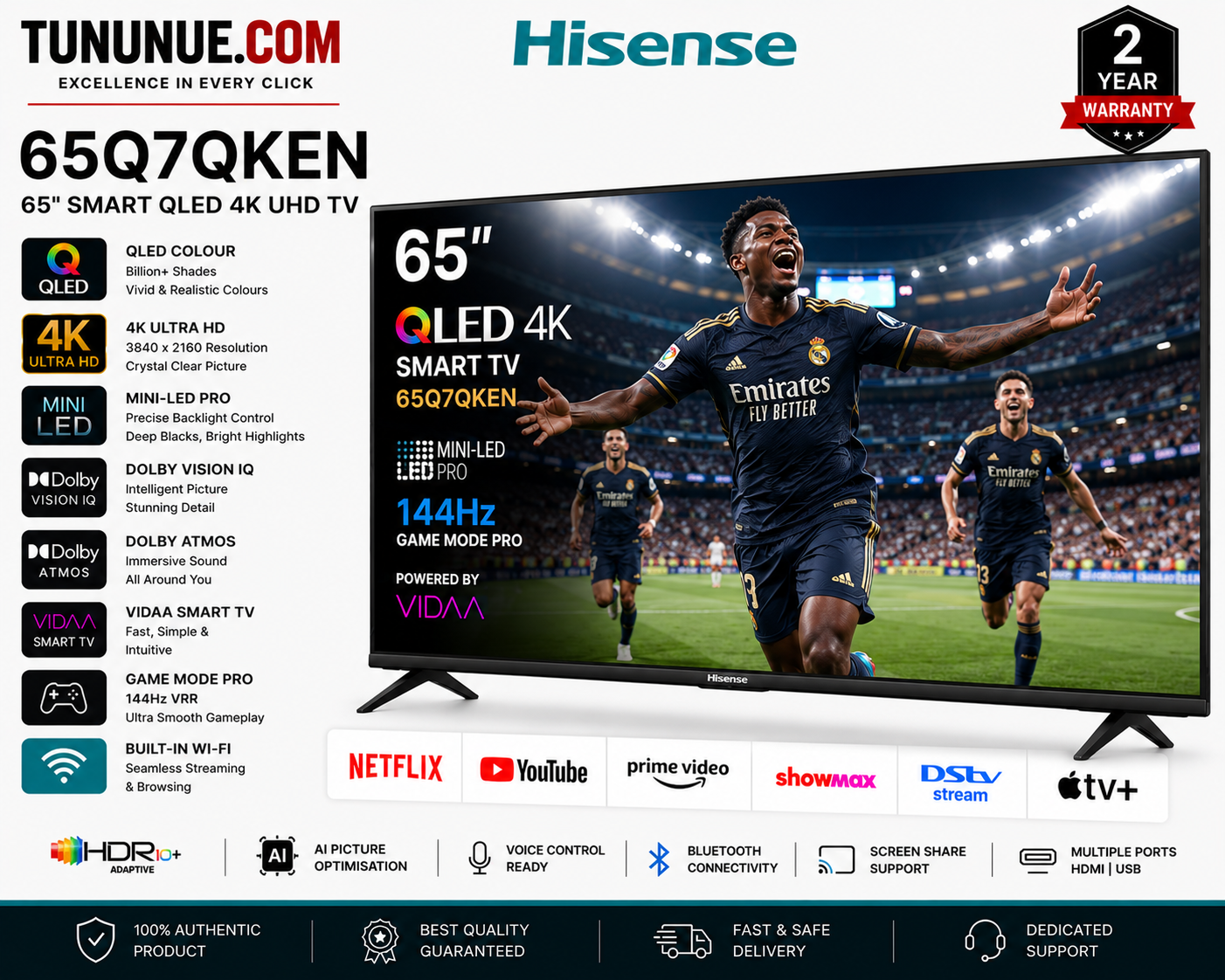 Hisense 65Q7QKEN 65 Inch Smart QLED 4K UHD TV
