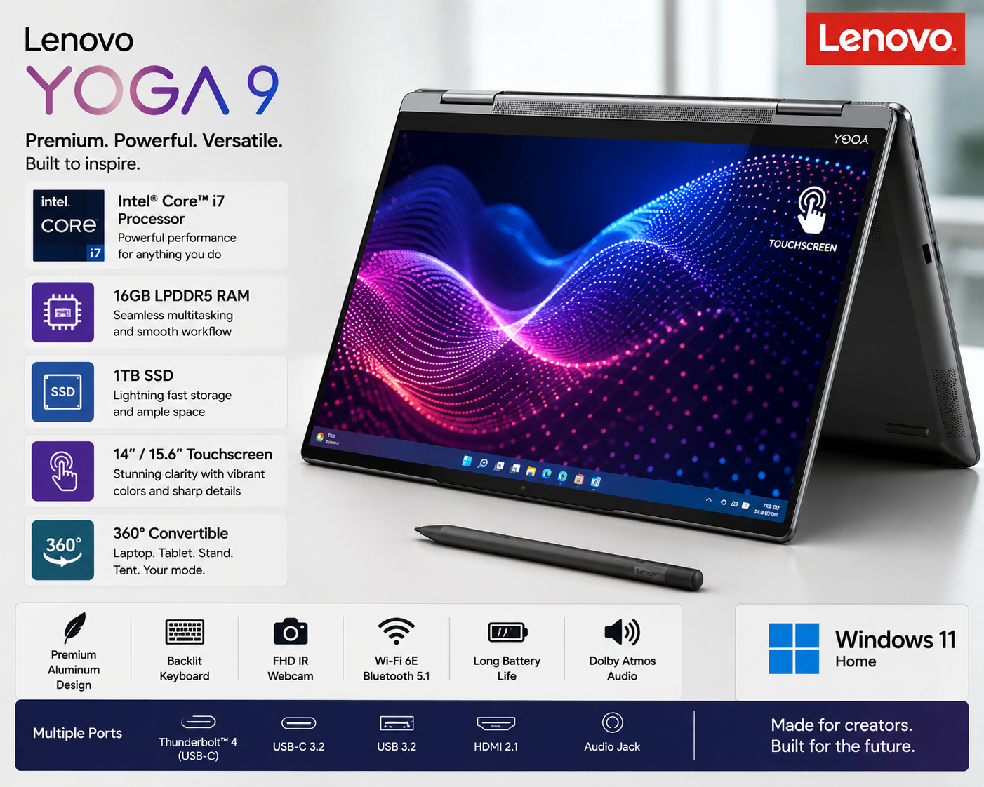 Lenovo Yoga 9 Core i7 16GB RAM 1TB SSD - New
