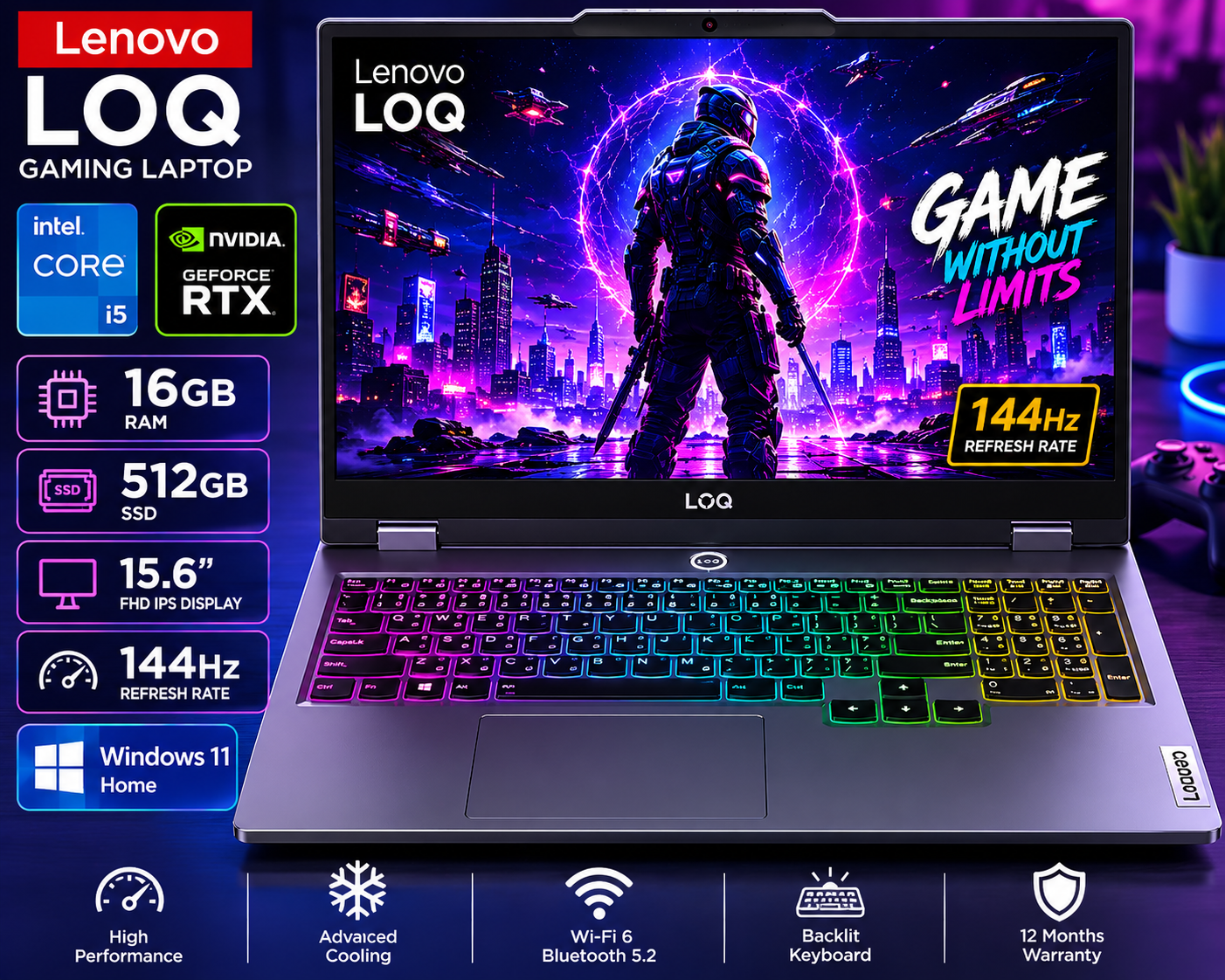 Lenovo LOQ Gaming Core i5 16GB RAM 512GB SSD - New