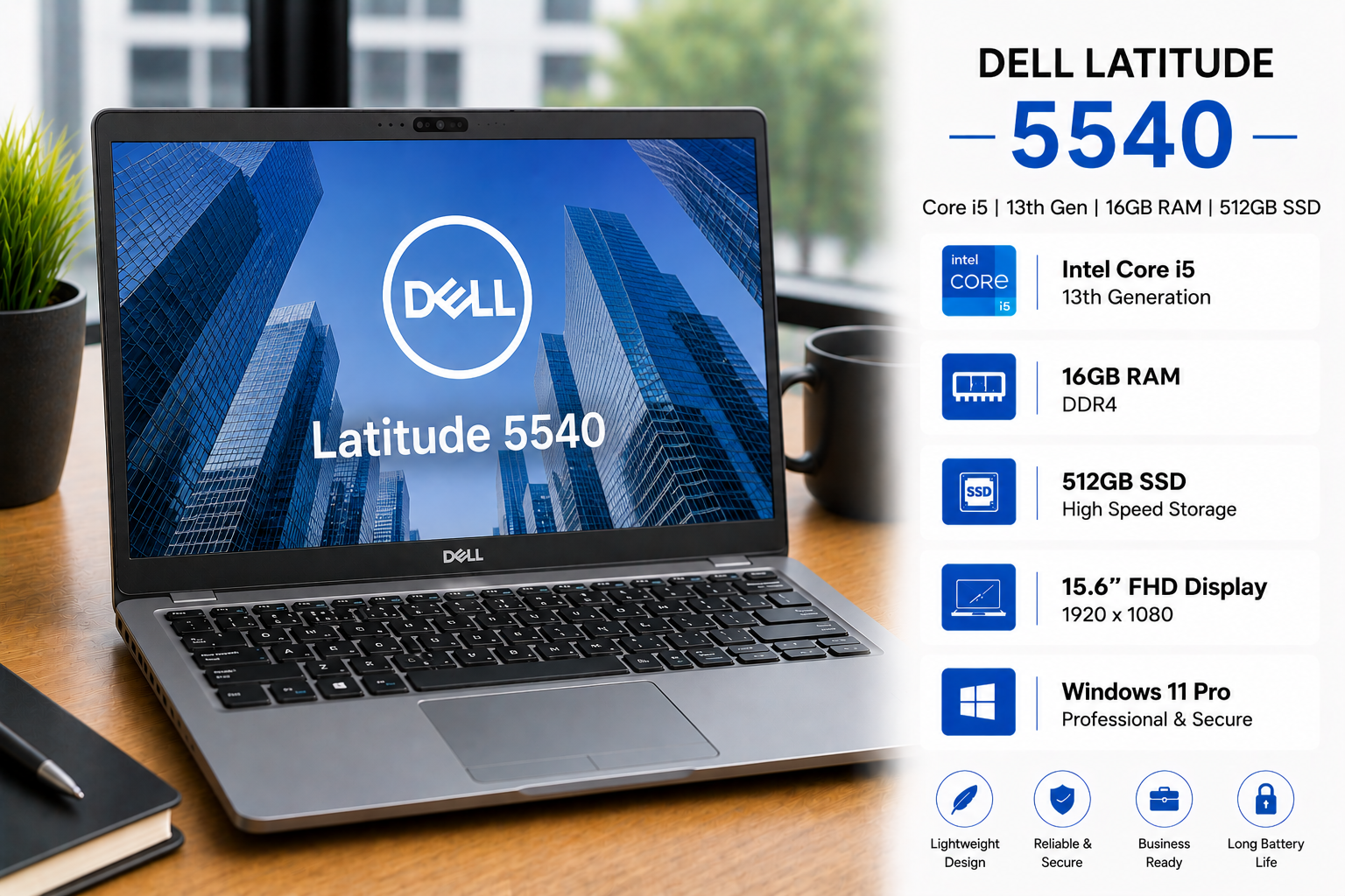Dell Latitude 5540 Core i5 13th Gen 16GB RAM 512GB SSD - Refurbished
