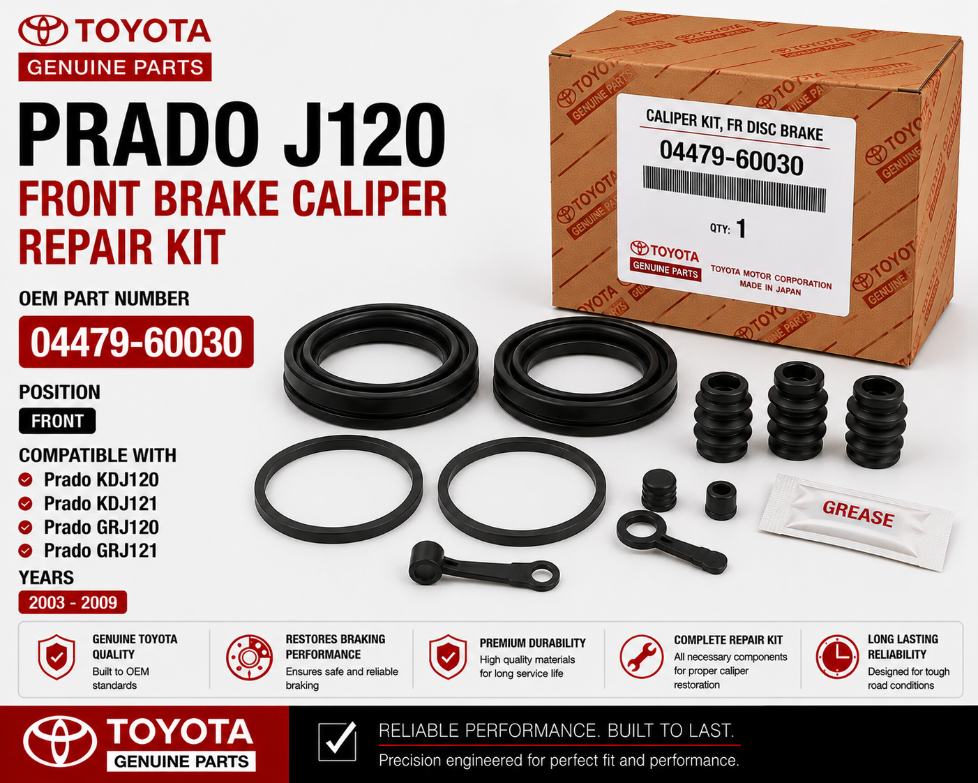 Toyota Prado J120 Front Brake Caliper Repair Kit 04479-60030