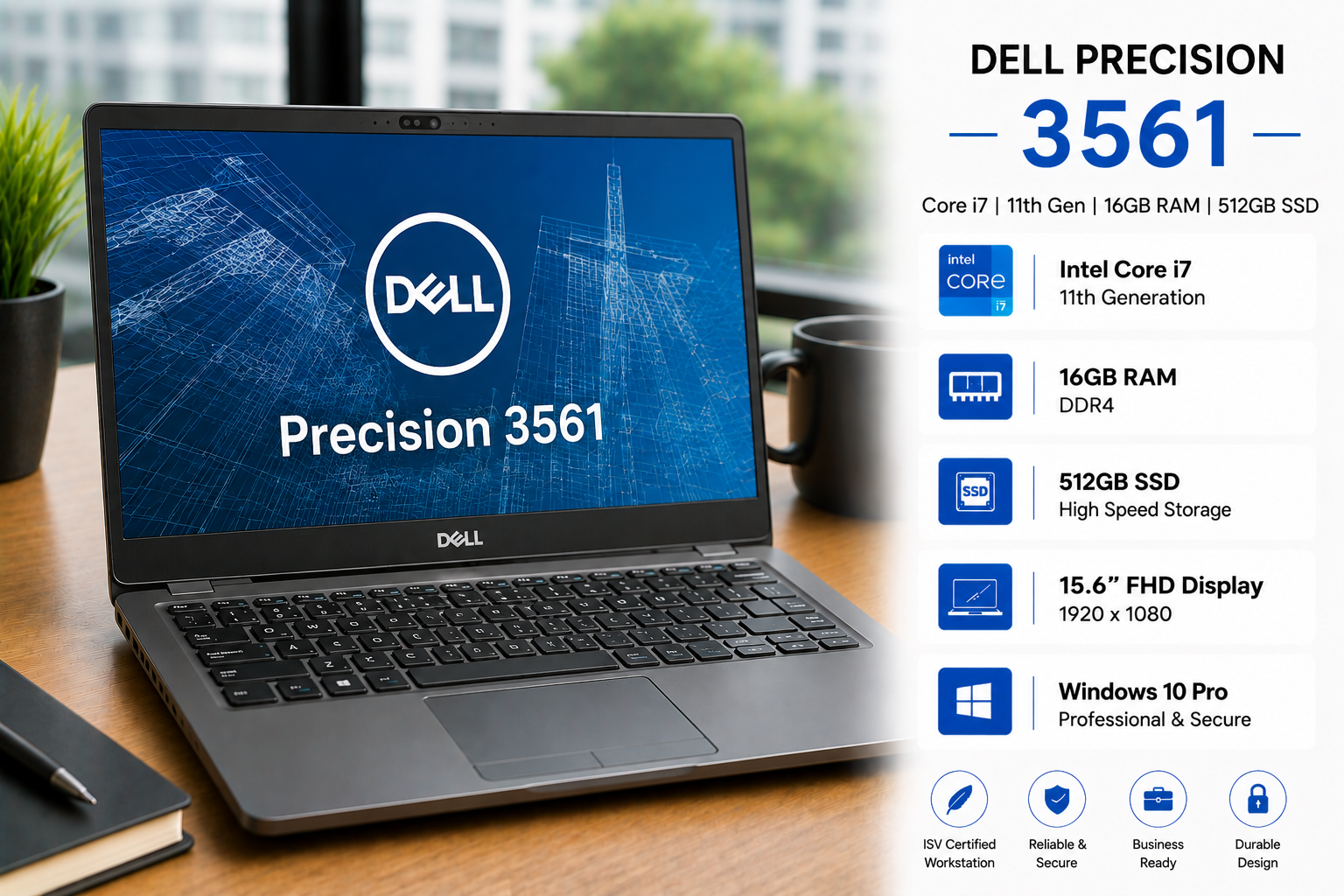 Dell Precision 3561 Core i7 11th Gen 16GB RAM 512GB SSD - Refurbished
