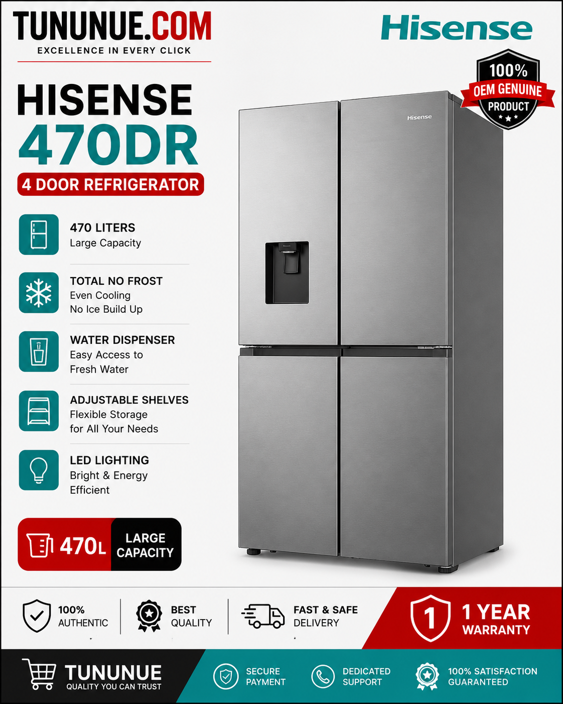 Hisense 470DR 4 Door Refrigerator