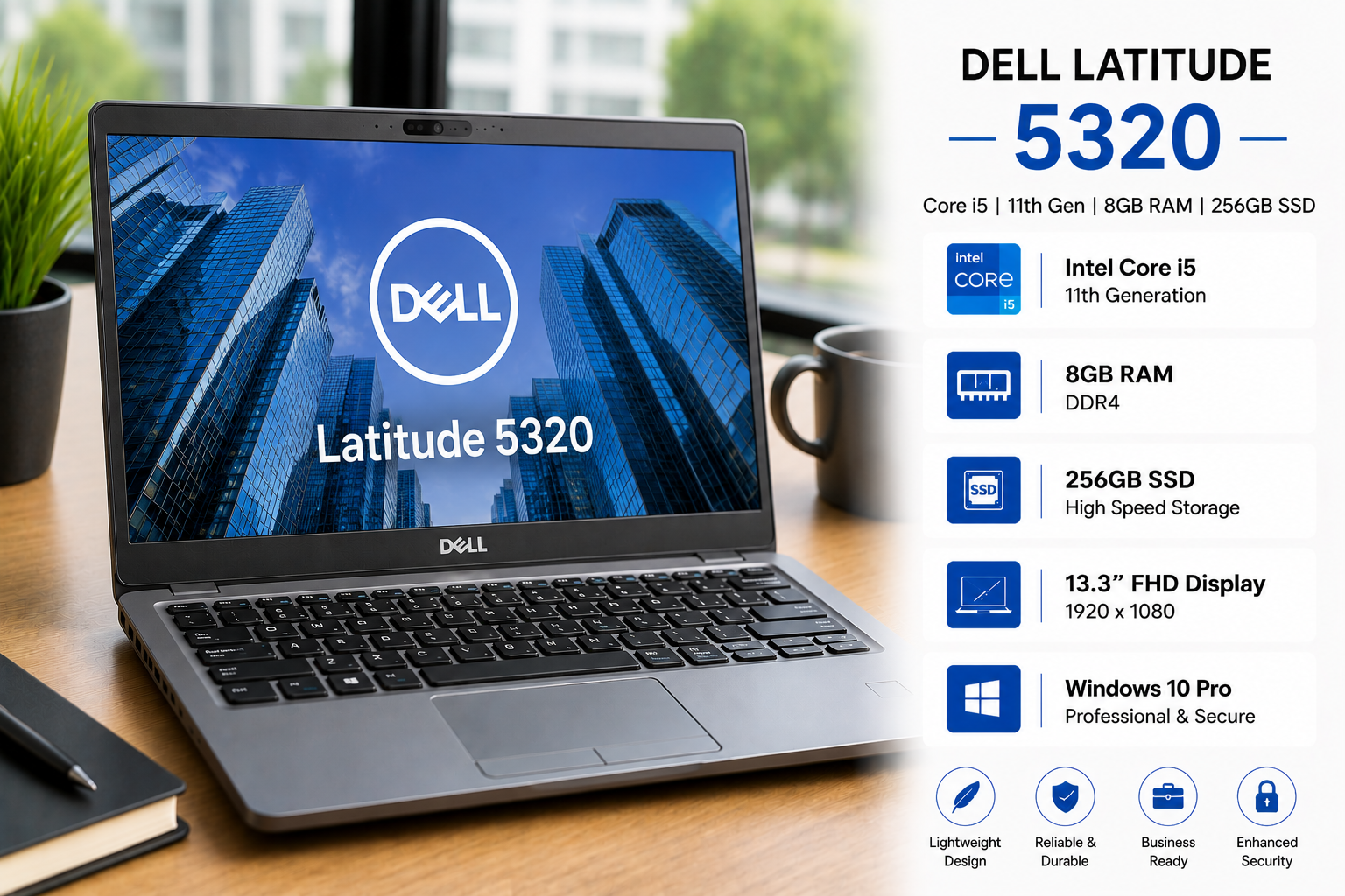Dell Latitude 5320 Core i5 11th Gen 8GB RAM 256GB SSD - Refurbished