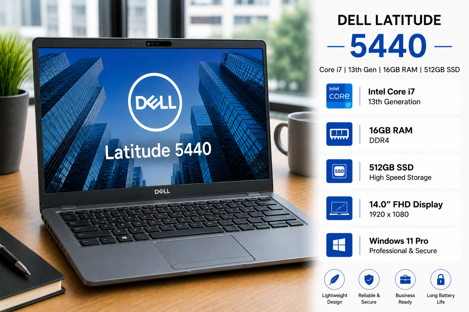 Dell Latitude 5440 Core i7 13th Gen 16GB RAM 512GB SSD - Refurbished