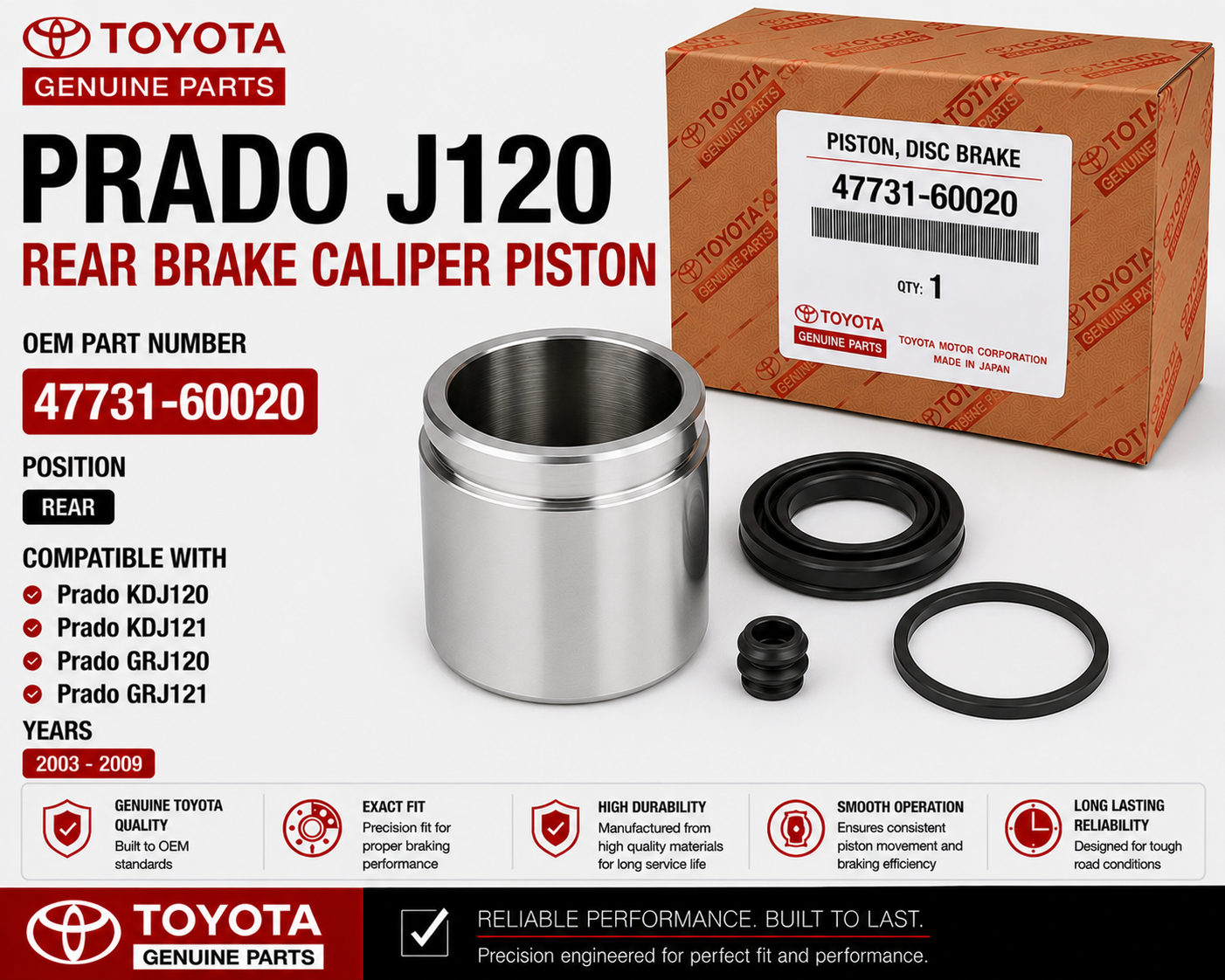Toyota Prado J120 Rear Brake Caliper Piston 47731-60020