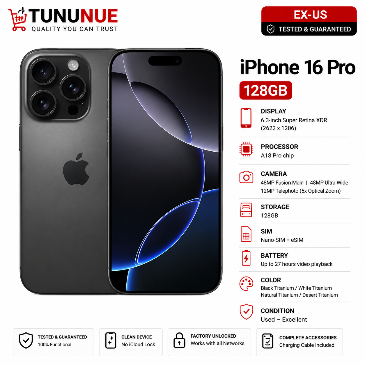 Apple iPhone 16 Pro 256GB EX-US