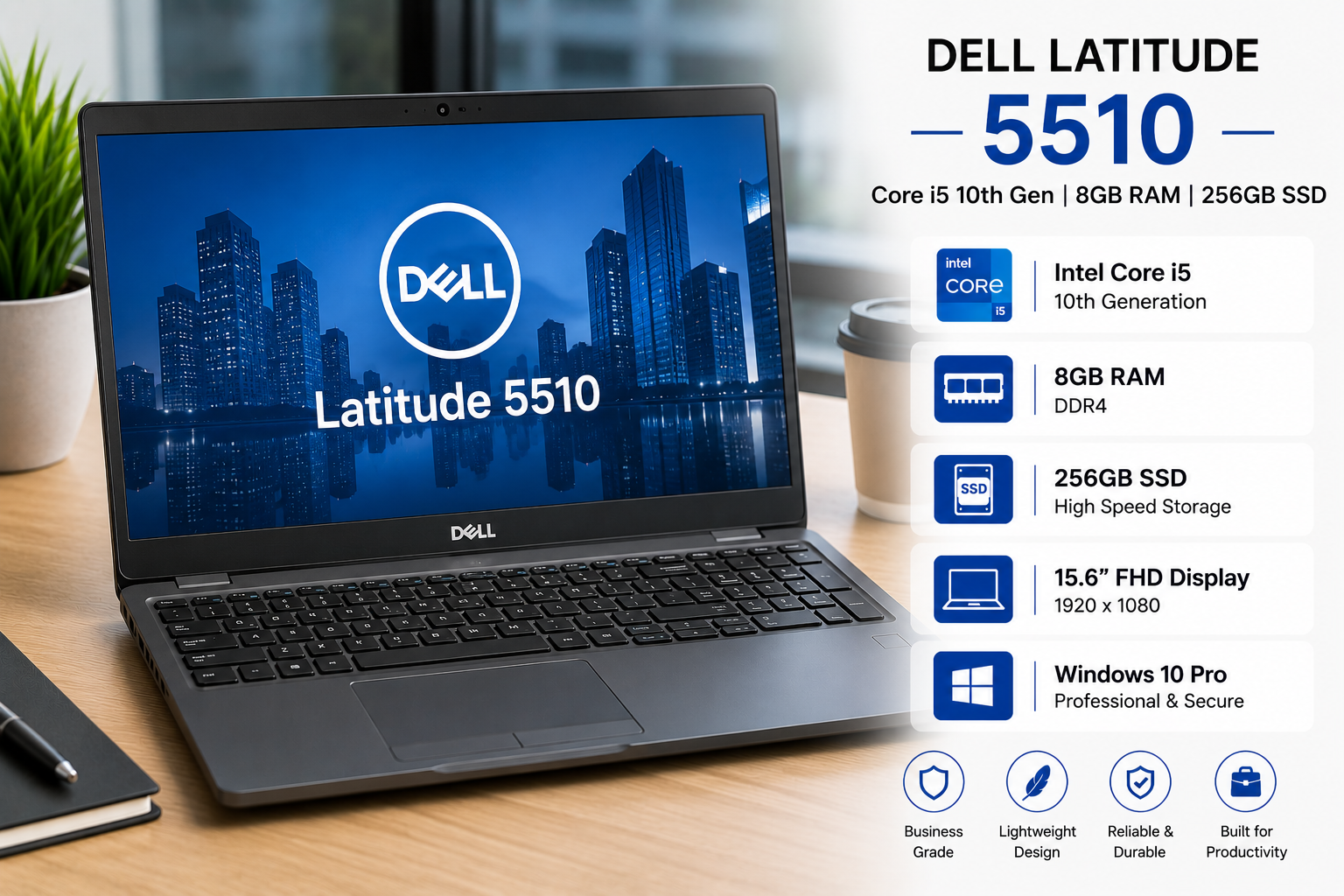 Dell Latitude 5510 Core i5 10th Gen 8GB RAM 256GB SSD - Refurbished