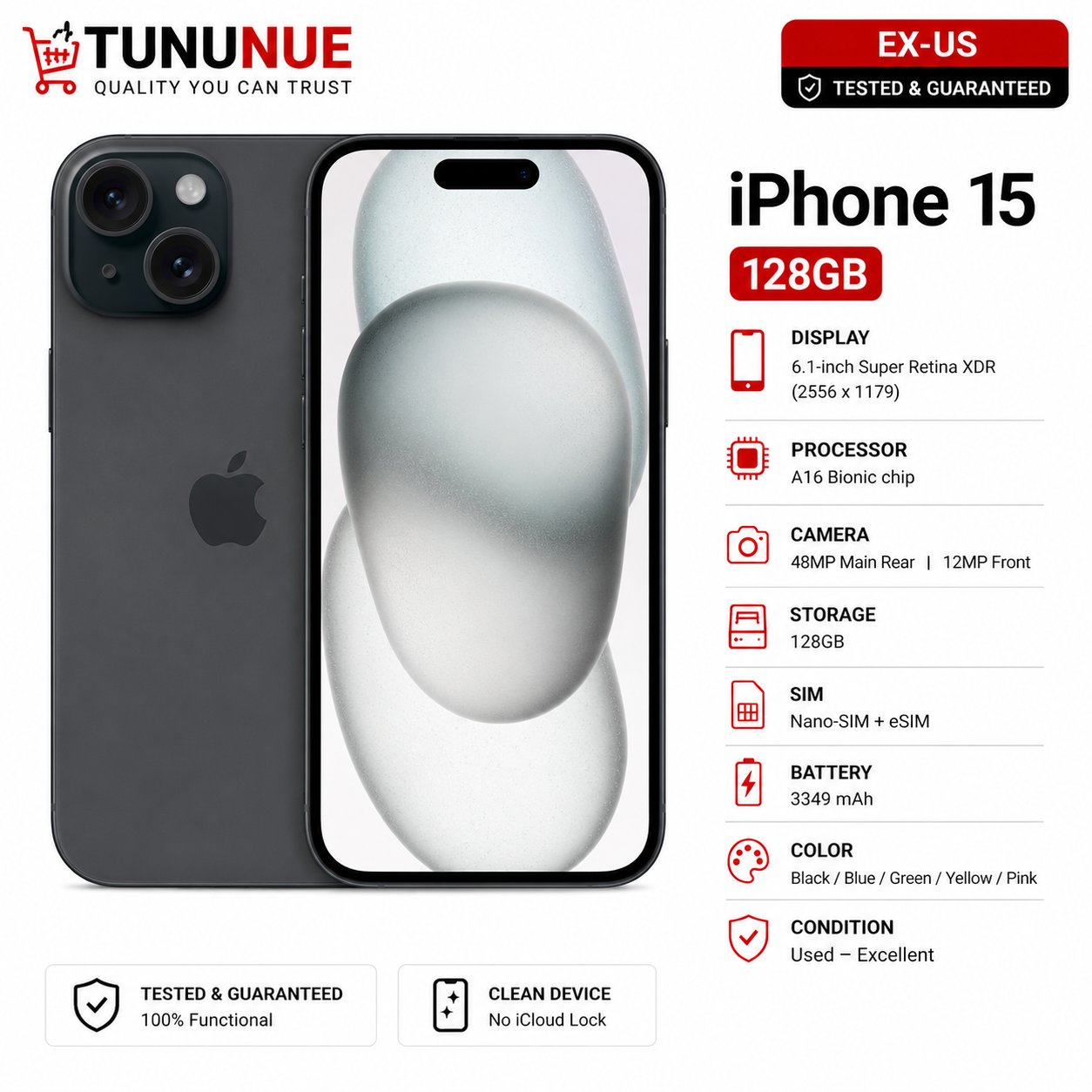 Apple iPhone 15 128GB EX-US