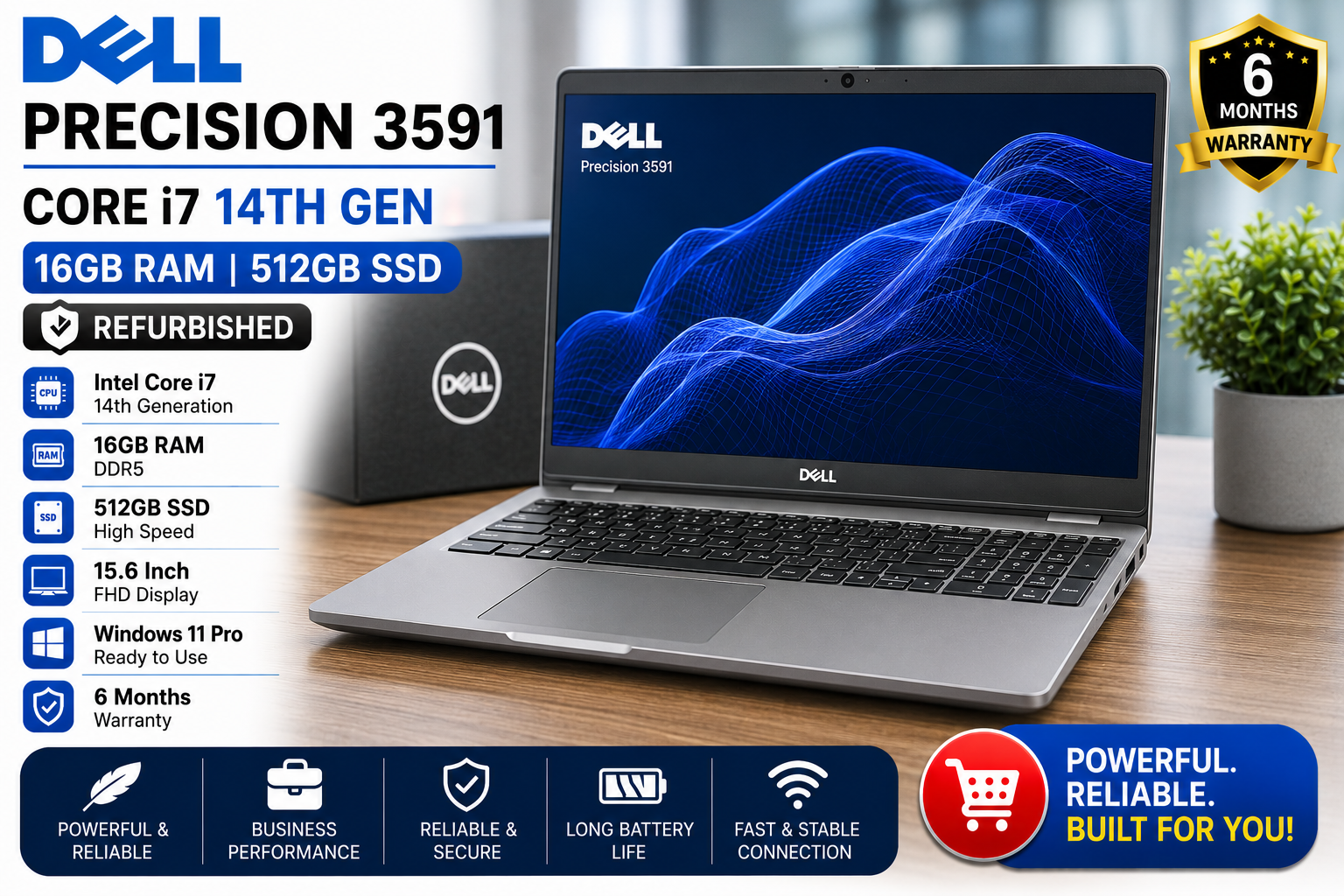 Dell Precision 3591 Core i7 14th Gen 16GB RAM 512GB SSD - Refurbished