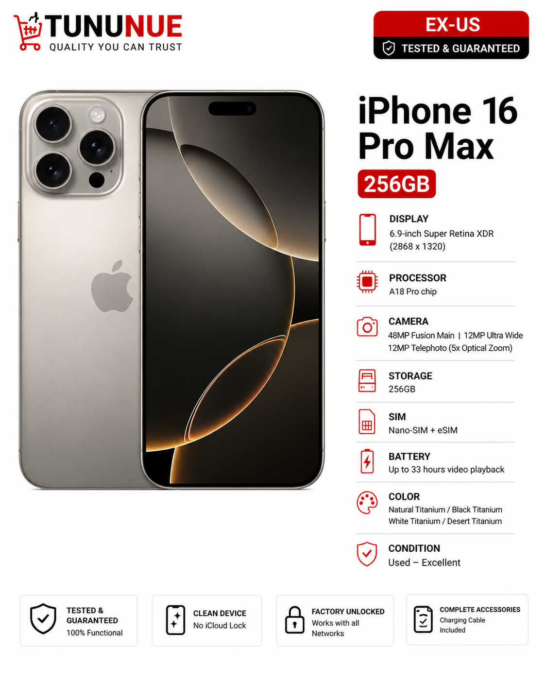 Apple iPhone 16 Pro Max 256GB Brand New
