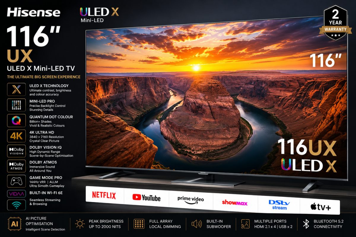Hisense 116UX 116 Inch Smart ULED X Mini-LED 4K UHD TV