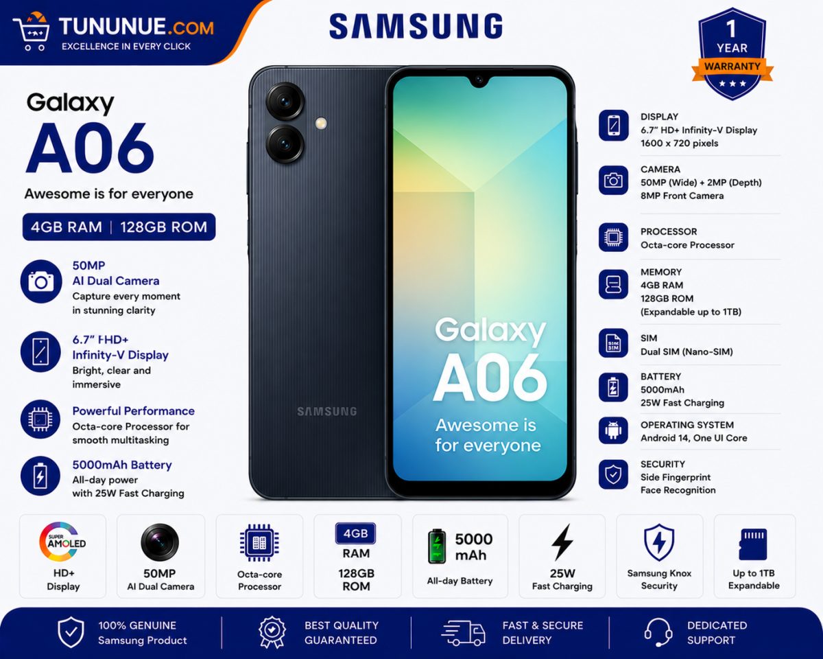Samsung Galaxy A06 4GB RAM 128GB ROM Brand New