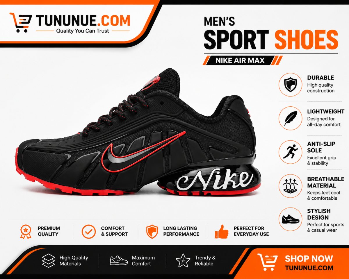 Nike Air Max Black Red Men's Sport Sneakers Brand New
