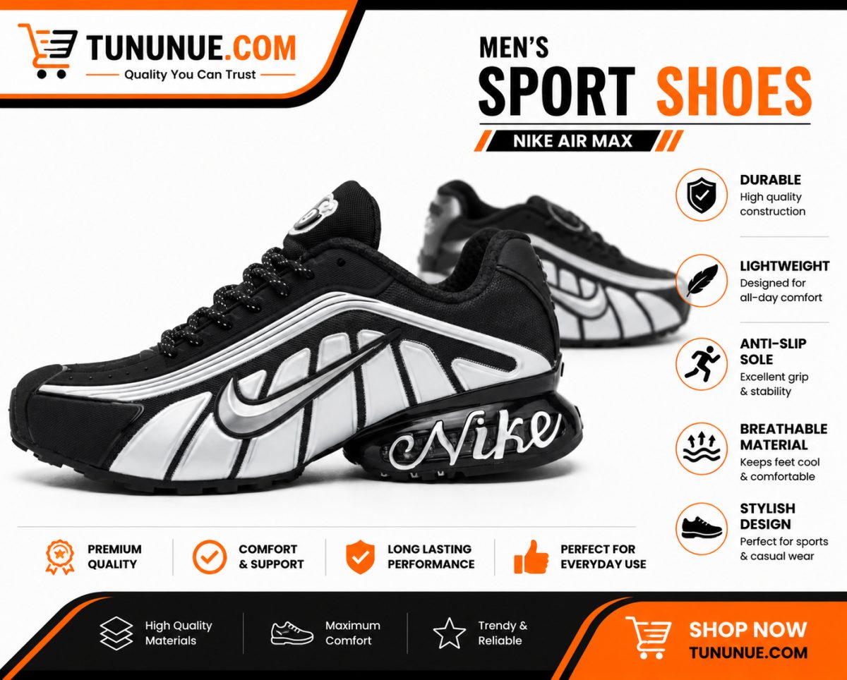 Nike Air Max Black White Men's Sport Sneakers Brand New