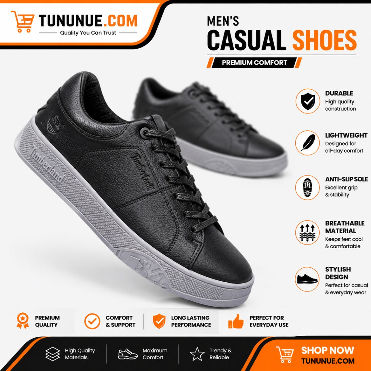 Timberland Black Men's Casual Sneakers Brand New