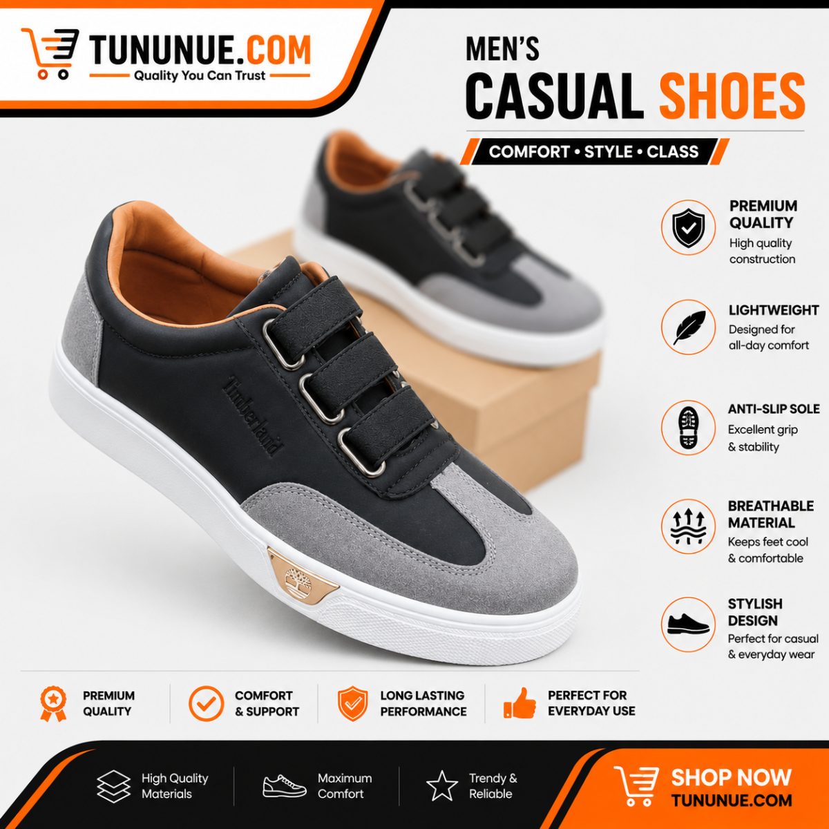 Timberland Black Grey Men's Casual Sneakers Brand New