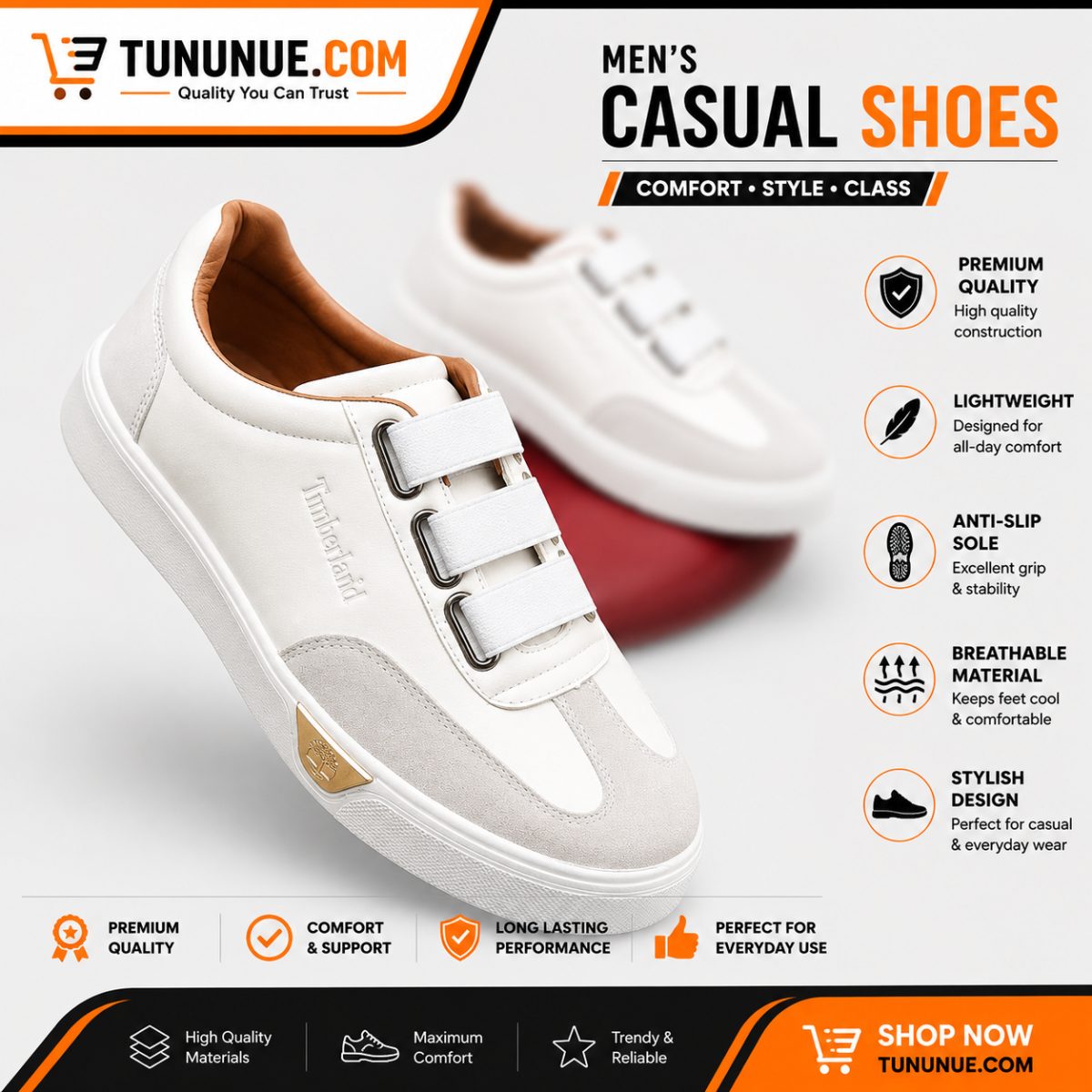 Timberland White Grey Men's Casual Sneakers Brand New