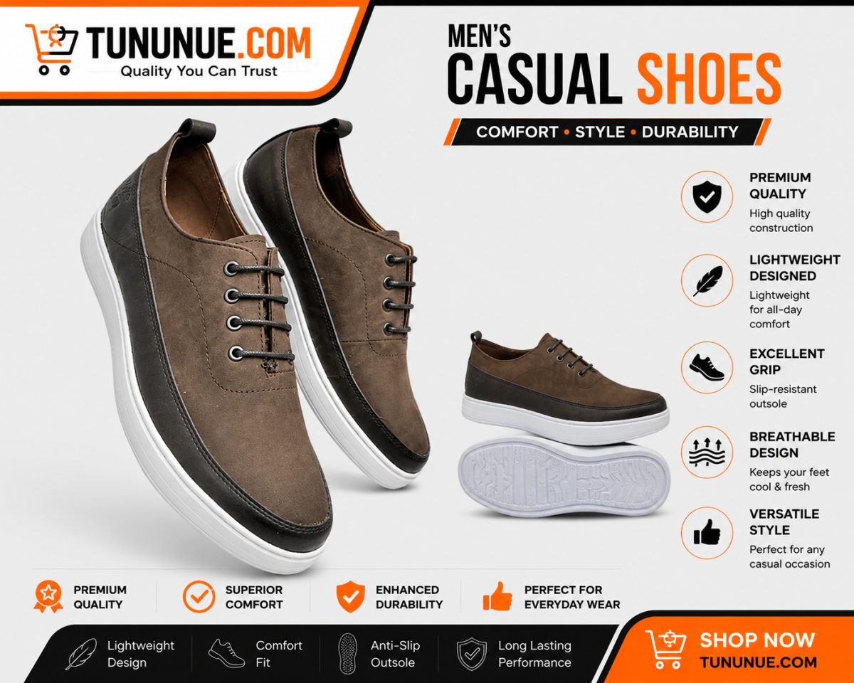 Men's Brown Black Casual Shoes Brand New