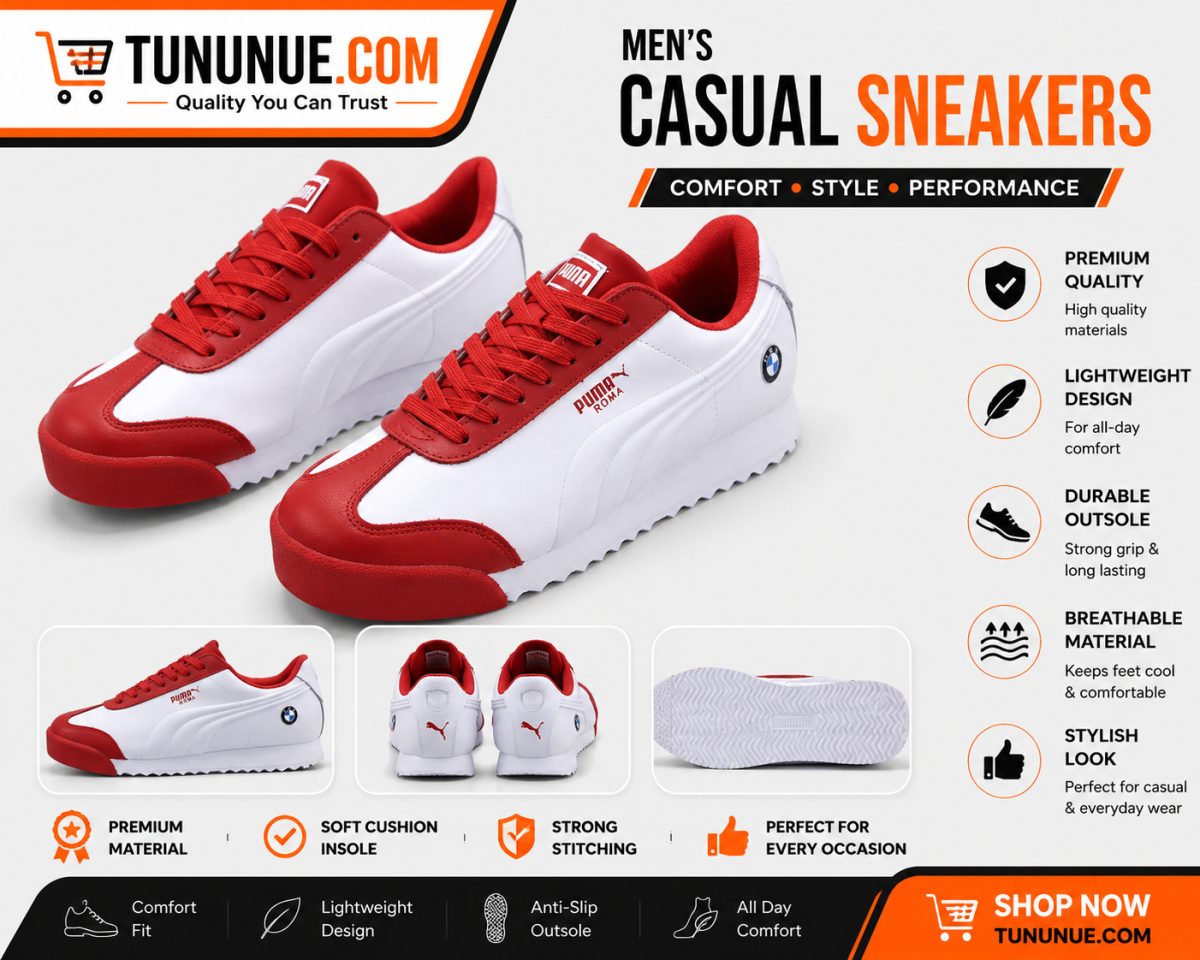 Puma Roma White Red Casual Sneakers Brand New