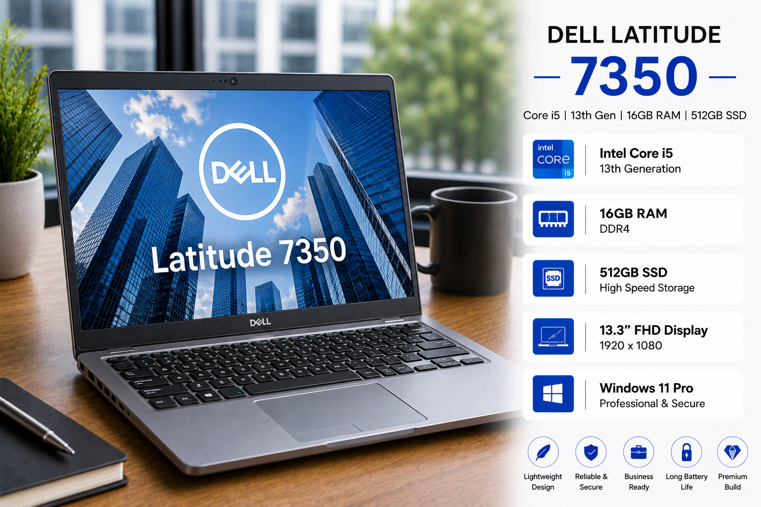 Dell Latitude 7350 Core i5 13th Gen 16GB RAM 512GB SSD - Refurbished