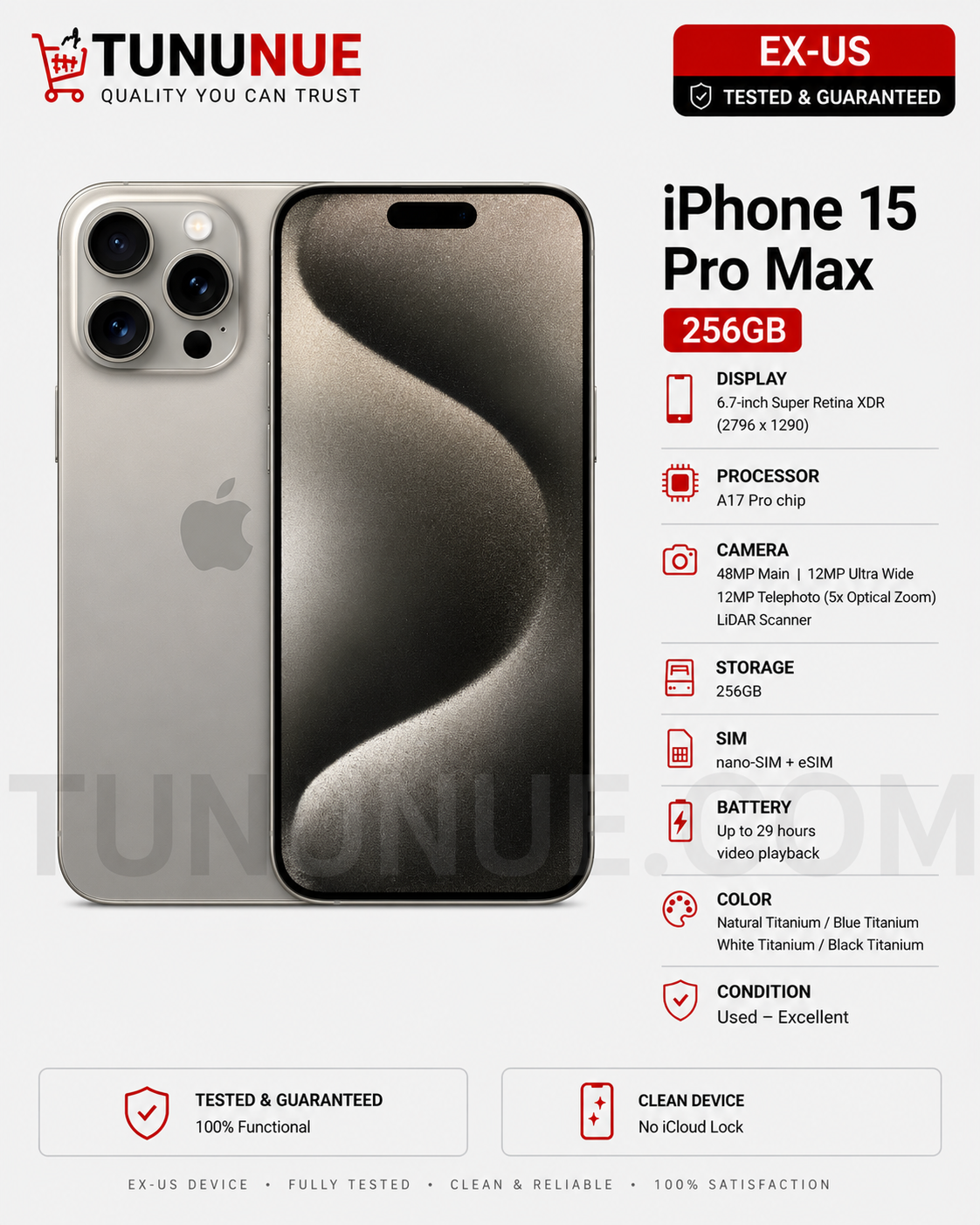 Apple iPhone 15 Pro Max 256GB EX-US