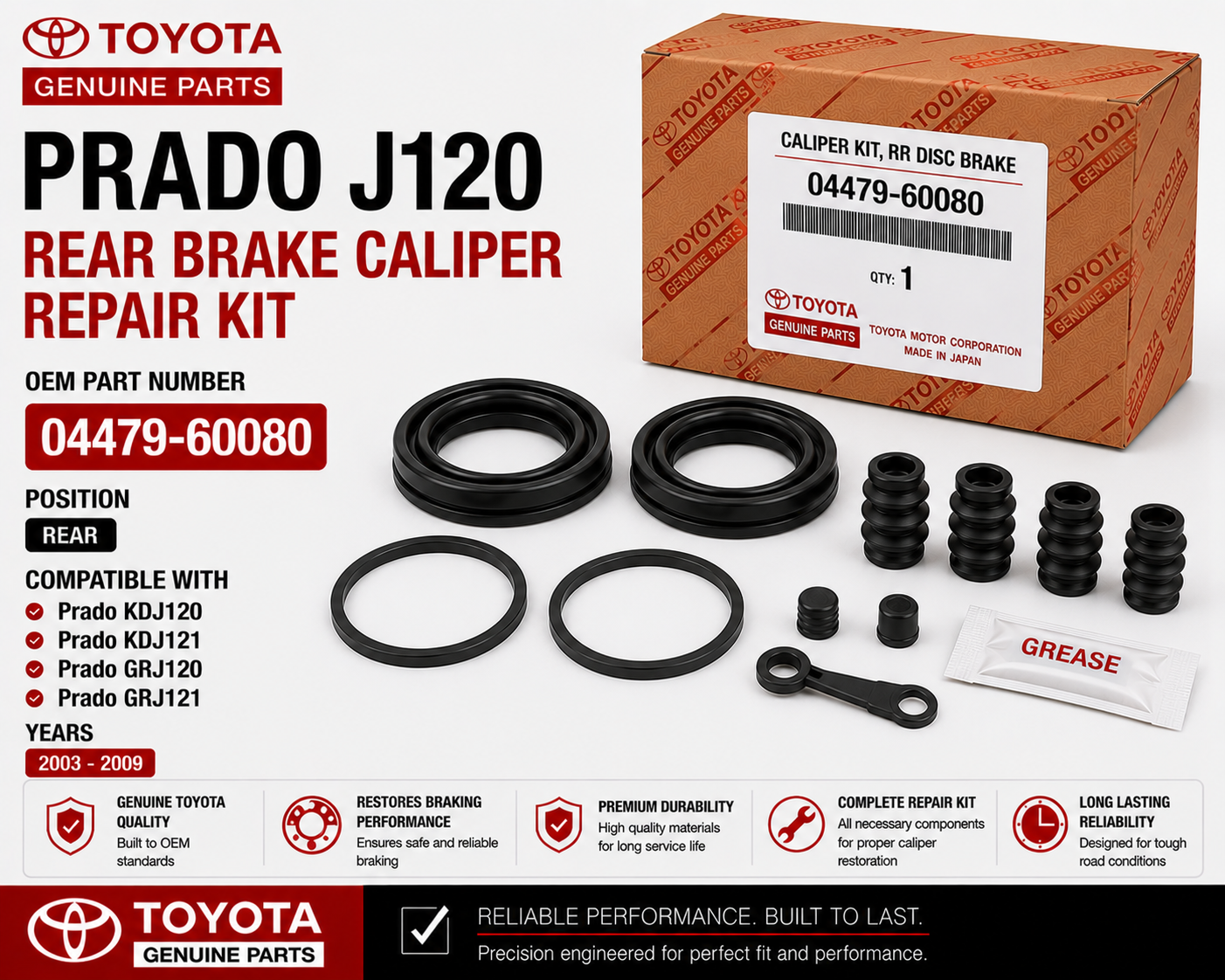 Toyota Prado J120 Rear Brake Caliper Repair Kit 04479-60080