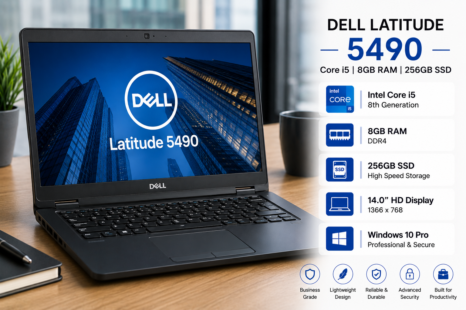 Dell Latitude 5490 Core i5 8GB RAM 256GB SSD - Refurbished