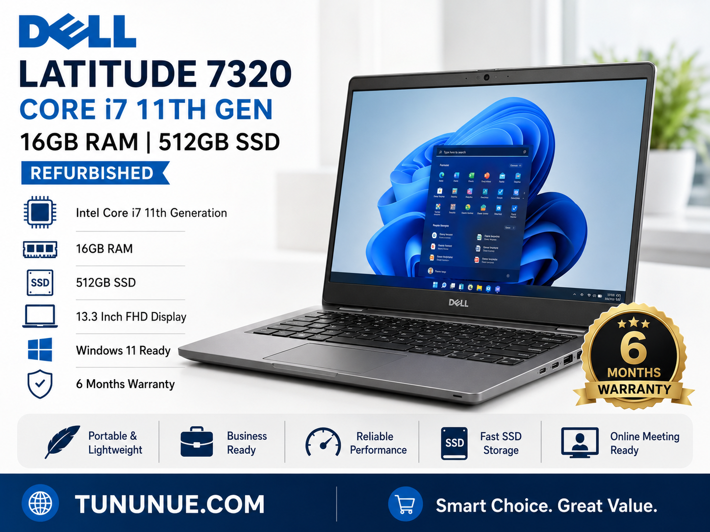 Dell Latitude 7320 Core i5 11th Gen 8GB RAM 256GB SSD - Refurbished